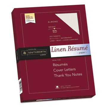 Southworth® 100% Cotton Premium Weight Linen Resume Paper, 32 Lb, 8.5 X 11, Almond, 100-pack freeshipping - TVN Wholesale